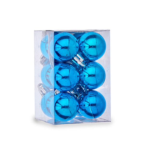 Lot de boules de Noël Ø 3 cm Bleu Plastique (12 Unités)