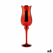 Bougeoir Verre Rouge 13,5 x 4,5 x 13,5 cm (6 Unités)