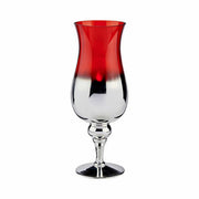 Bougeoir Verre Rouge Argenté 13 x 35 x 13 cm (6 Unités)