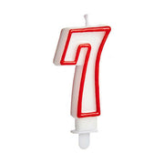 Bougie Anniversaire Numéro 7 Rouge Blanc (12 Unités)