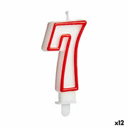 Bougie Anniversaire Numéro 7 Rouge Blanc (12 Unités)