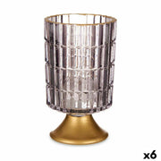 Lanterne à LED Gris Doré verre 10,7 x 18 x 10,7 cm (6 Unités)