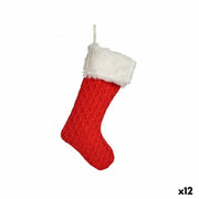 Décorations de Noël Chaussette de Noël Rouge Tissu 28 x 4 x 46 cm (12 Unités)