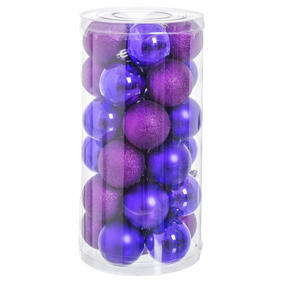 Boules de Noël Violet Plastique Paillettes 6 x 6 x 6 cm (30 Unités)