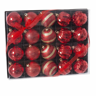 Boules de Noël Rouge Plastique 6 x 6 x 6 cm (20 Unités)