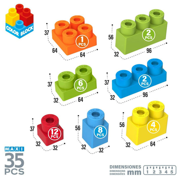 Set de construction Color Block Basic Seau 35 Pièces (6 Unités)