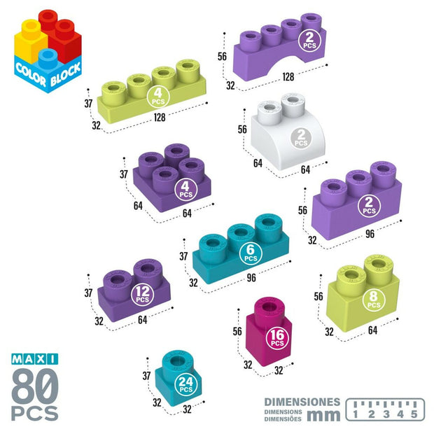 Set de construction Color Block Trendy 80 Pièces (4 Unités)