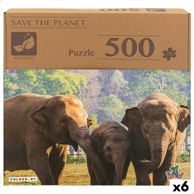 Puzzle Colorbaby Elephant 500 Pièces 6 Unités 61 x 46 x 0,1 cm