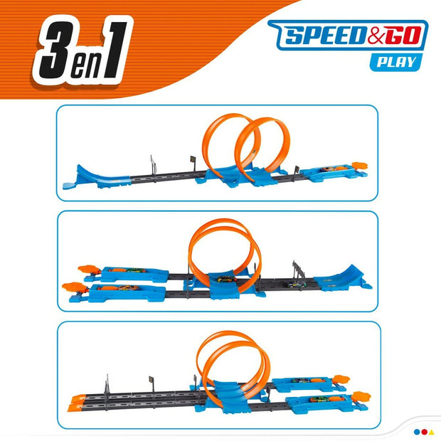 Piste acrobatique Speed & Go 4 voitures 4 Unités 112,5 x 22 x 25 cm